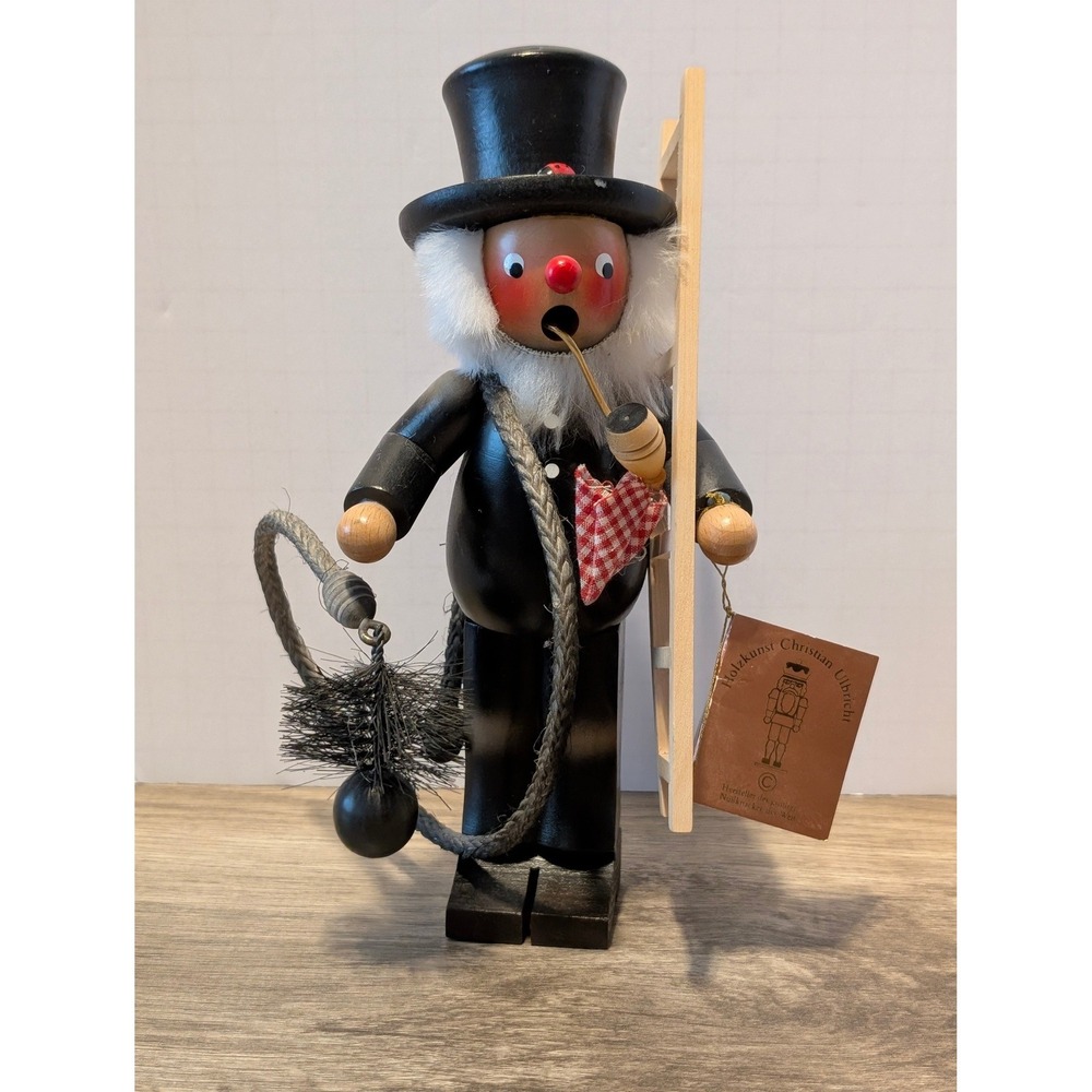 Christian Ulbricht Chimney Sweep Smoker‎ West Germany Wooden Incense Burner Tag